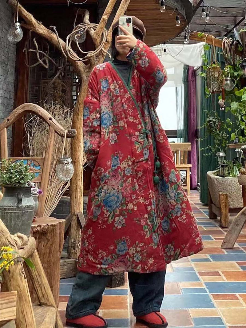 Print Button Shawl Coat