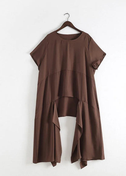 French Chocolate Catwalk Asymmetric Tops and Wide Leg Pants Loose Summer