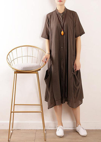 Diy Gray Cotton Clothes for Organic Runway Big Pockets Long Summer Dresses