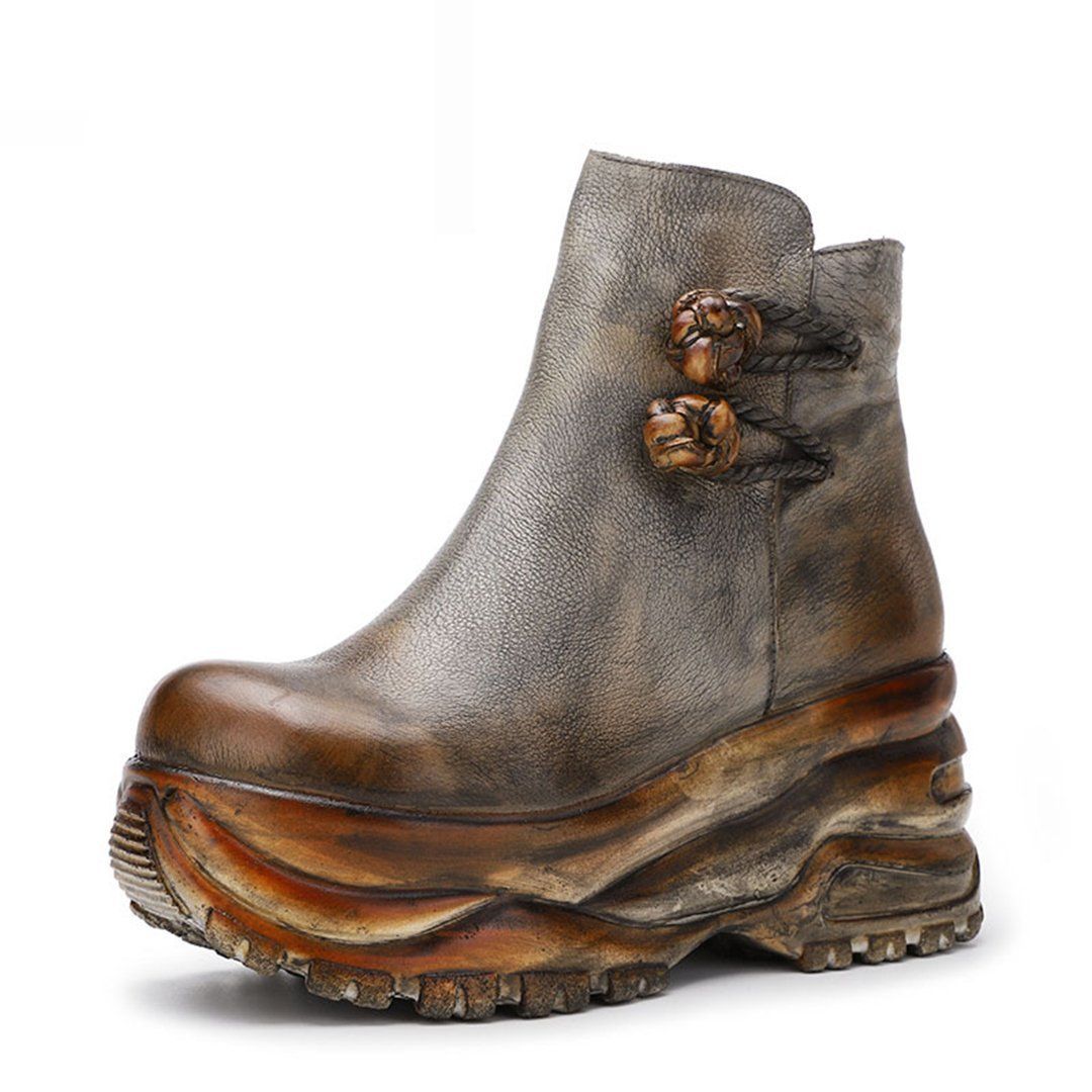 Cozy Leather Handmade Height Inceasing Boots Shoes
