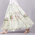 Vintage Floral Cat Lace Patchwork Art Flowy Wide Skirt elevenforest