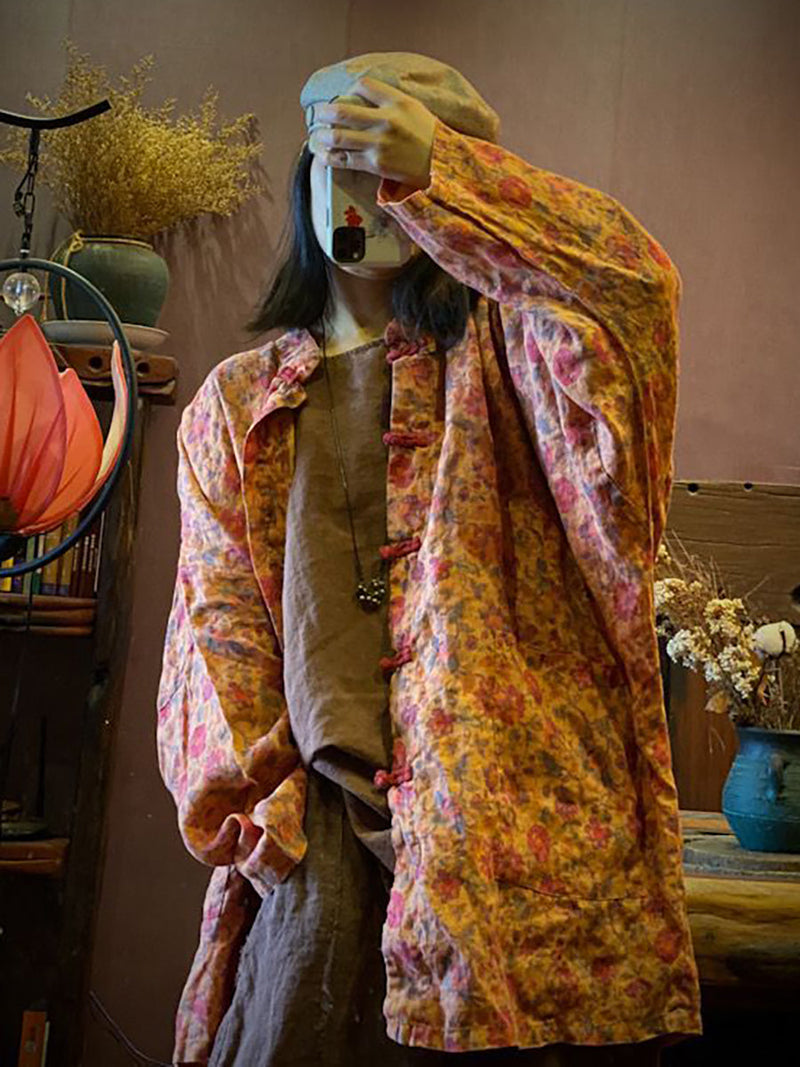 Print Linen Loose Coat