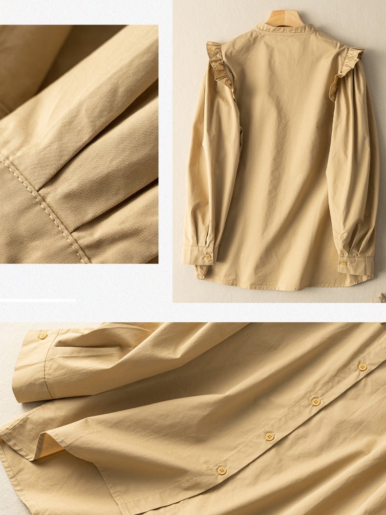 Natural Fabric Loose and Shirt With Fungus Design