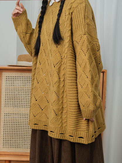Winter Artsy Rhomboids Knitted Loose Sweater