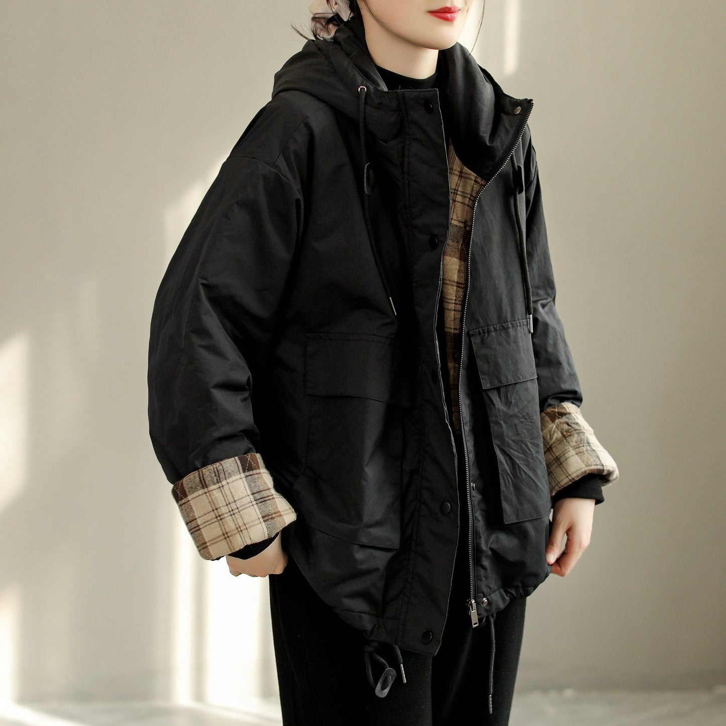 Loose Winter Thick Cotton Hooded Coat