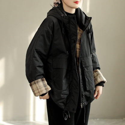 Loose Winter Thick Cotton Hooded Coat