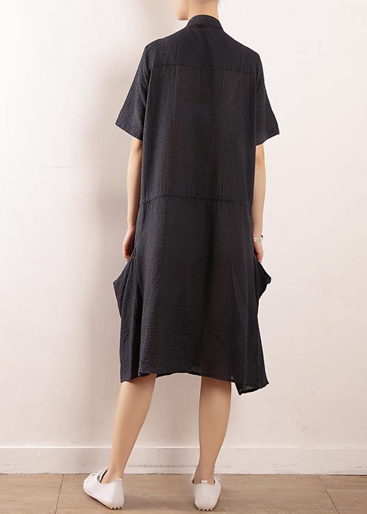 French Navy Linen Cotton Soft Surroundings Wardrobes Short Sleeve Maxi Summer Dress