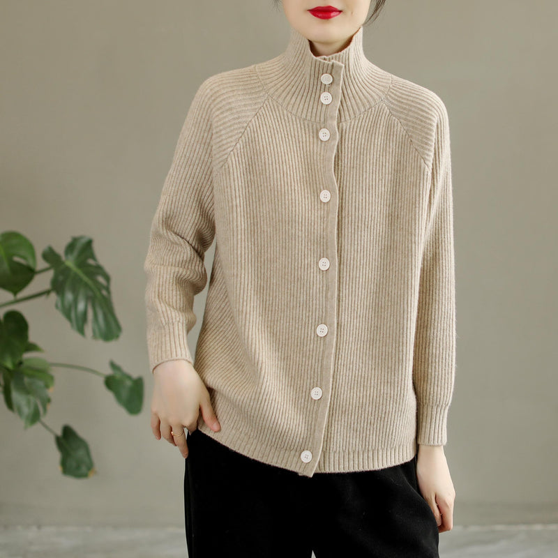 Autumn Winter Stripe Knitted Cardigan