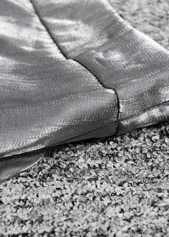 Grey Patchwork Asymmetrical Design Silk Skirt