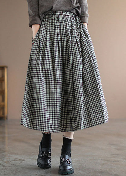 Handmade Purple Plaid Circle a Line Spring Skirts