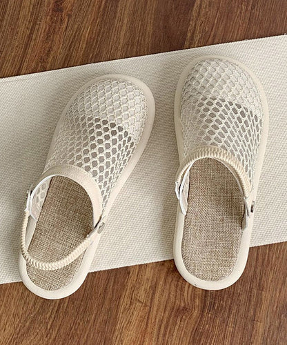 Beige Hollow Out Breathable Mesh Splicing Sandals