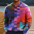 Men's Vintage Gradient Color Block Art Knitted Crew Neck Sweater elevenforest