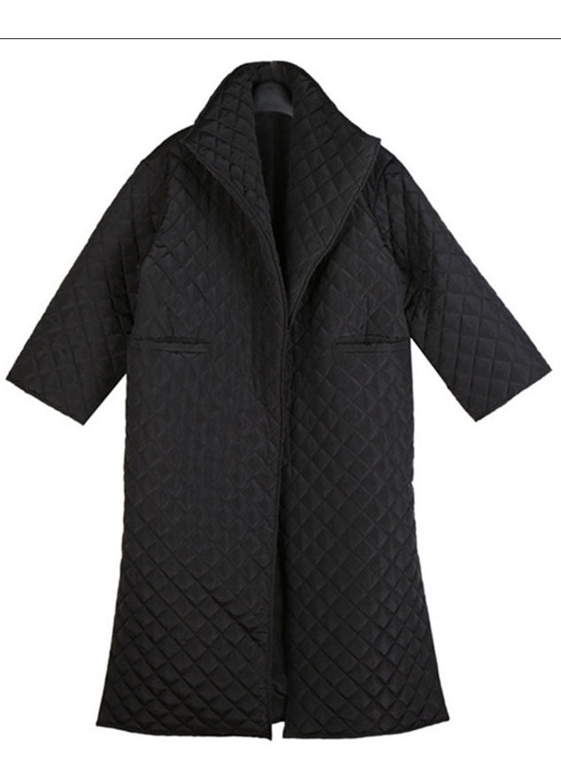 Black Pockets Side Open Winter Cotton Long Sleeve Coats
