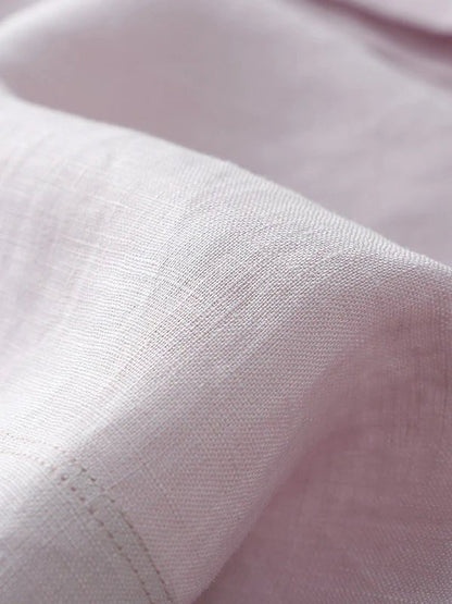 Color V Neck Short Sleeve Linen Shirt Top