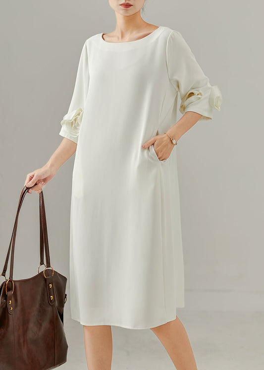 Art White Three-dimensional Chiffon Holiday Dress Summer