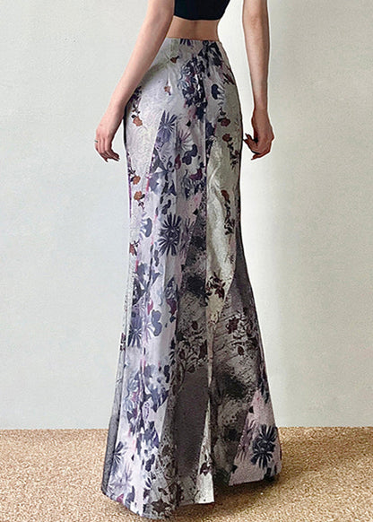 Asymmetrical Print High Waist Patchwork Cotton Skirts Summer