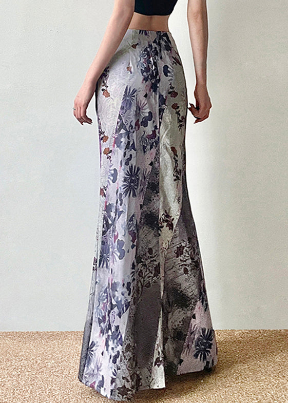 Asymmetrical Print High Waist Patchwork Cotton Skirts Summer