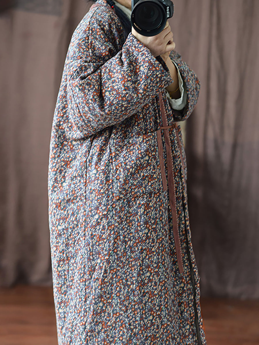Winter Warm Pocket Print Coat