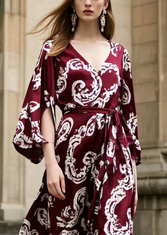 Mulberry Print Exra Large Hem Chiffon Tunic Dress Summer