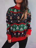 Lorena® | Oversized crew neck knitted sweater with Christmas print for women