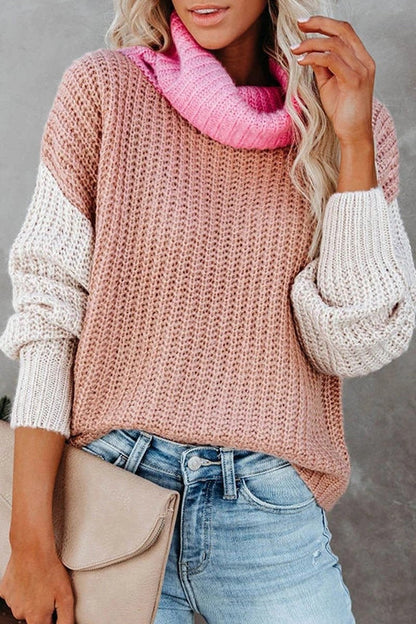 Turtleneck Color Block Sweater