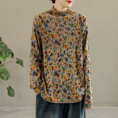 Retro Cotton High Collar Knitted Sweater