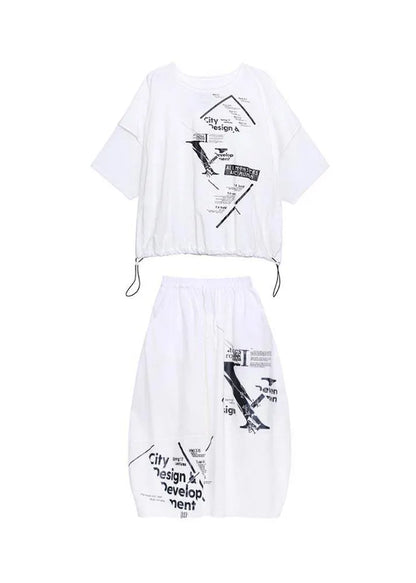 New Style Summer T-shirt Top and Skirt Two Piece Set