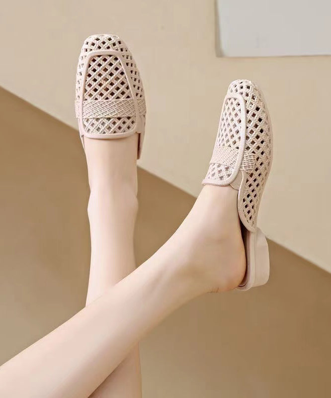 New Apricot Hollow Out Breathable Slide Sandals