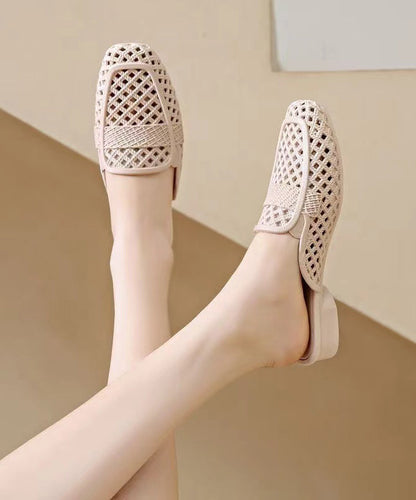 New Apricot Hollow Out Breathable Slide Sandals