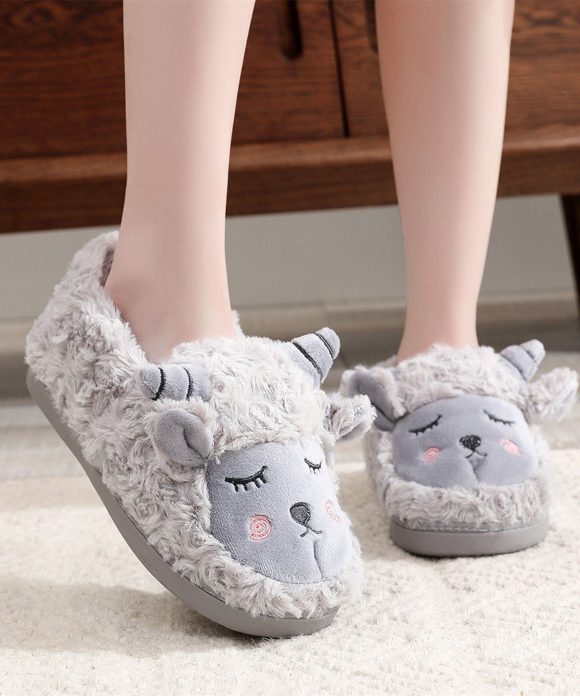 Sheep Warm Fleece Shoes Cotton Fabric Comfortable