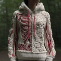 Women's Vintage Halloween Skull And Muscle Art Knitted Warm Hooded Sweater artswardrobe