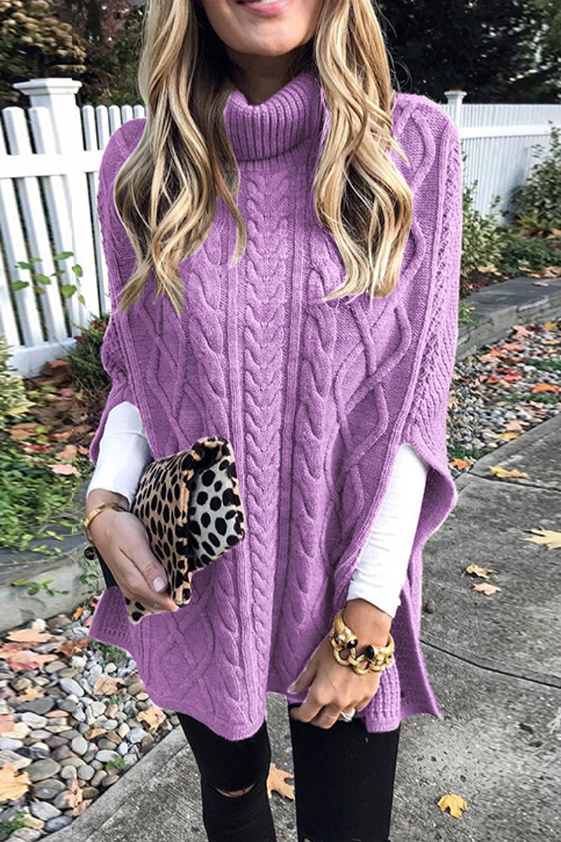 Turtleneck Color Slit Sweater