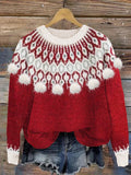 Vintage Christmas Fur Pom Pom Cozy Isle Sweater elevenforest