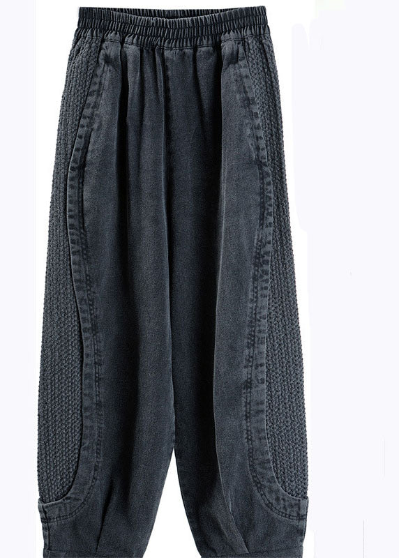 Grey Pockets Patchwork Harem Fall Denim Pants