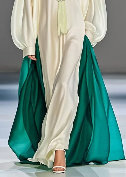 White Oversized Patchwork Silk Robe Dresses Spring