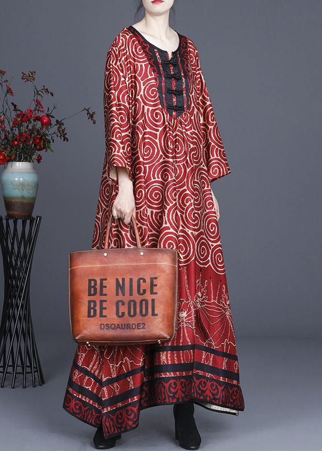Diy Red Print Oriental Asymmetrical Design Dresses Summer