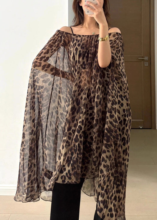 Vacation Style Leopard Print Dress and Skirt Two Wearing Method