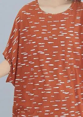 Khaki Print Clothes for O Neck Batwing Sleeve Daily Blouses