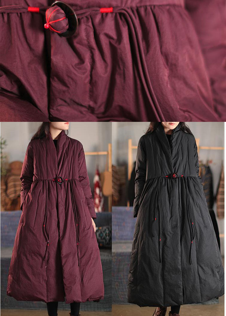 Mulberry V Neck Embroidered Pockets Duck Down Witner Coats