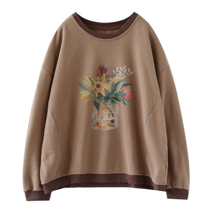 Loose Foral Cotton Sweater