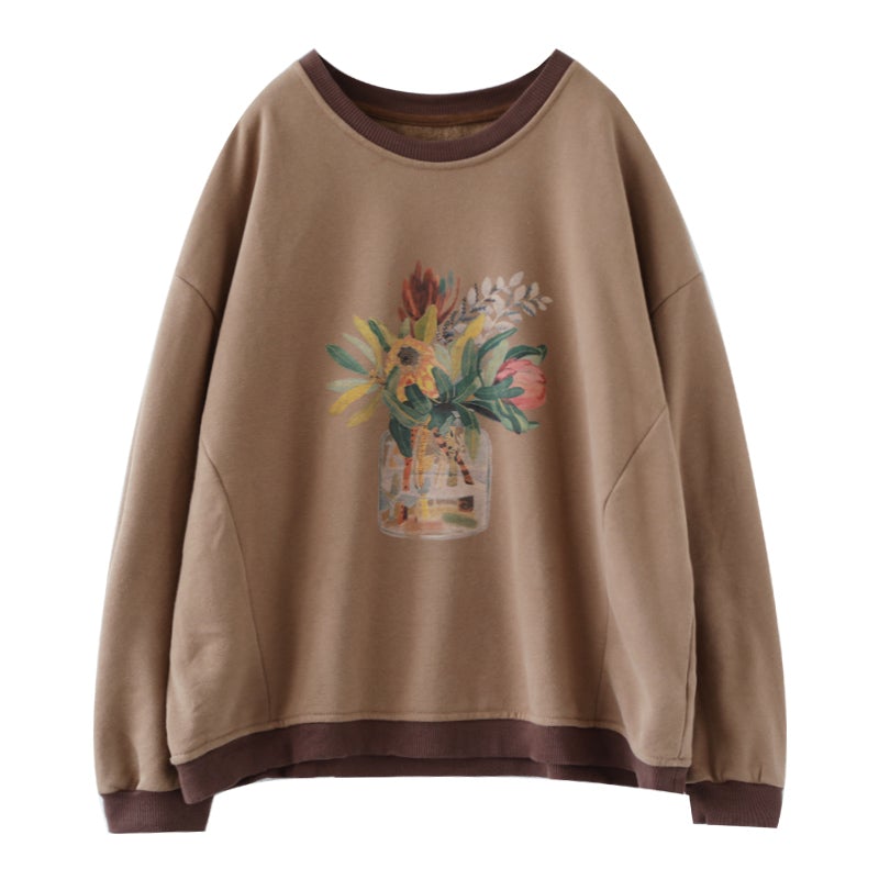 Loose Foral Cotton Sweater
