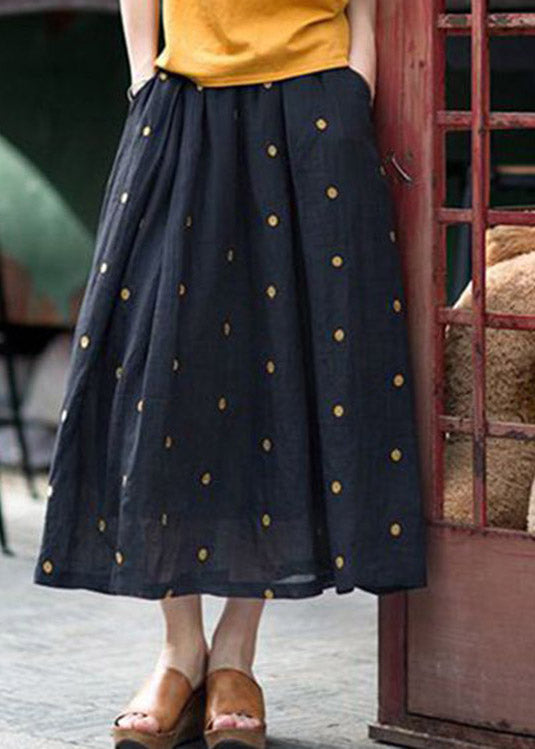 Retro Pink-pumpkin Pockets Linen Skirt Summer