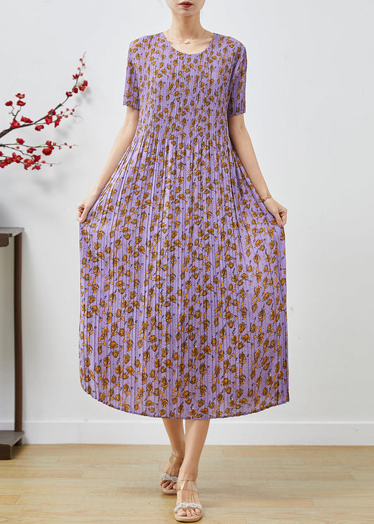 Lavender Oversized Print Chiffon Party Dress Summer