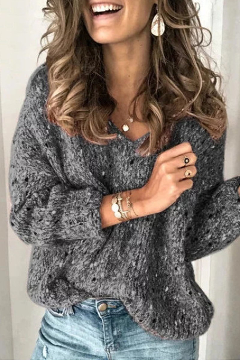 Color V-neck Sweater