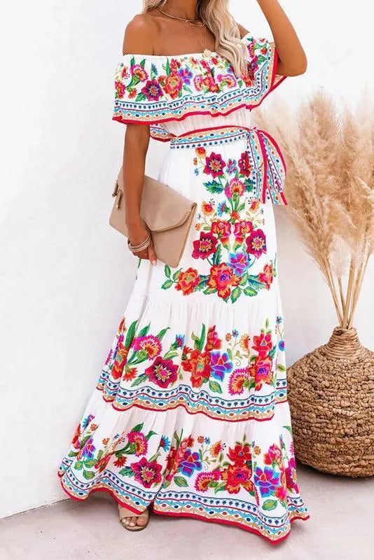 Off Shoulder Rainbow Dress