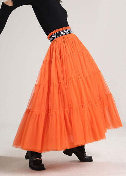 Organic Orange Patchwork Tulle Skirt Spring