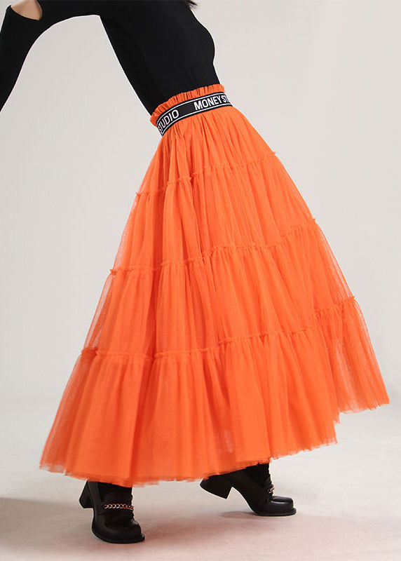 Organic Orange Patchwork Tulle Skirt Spring