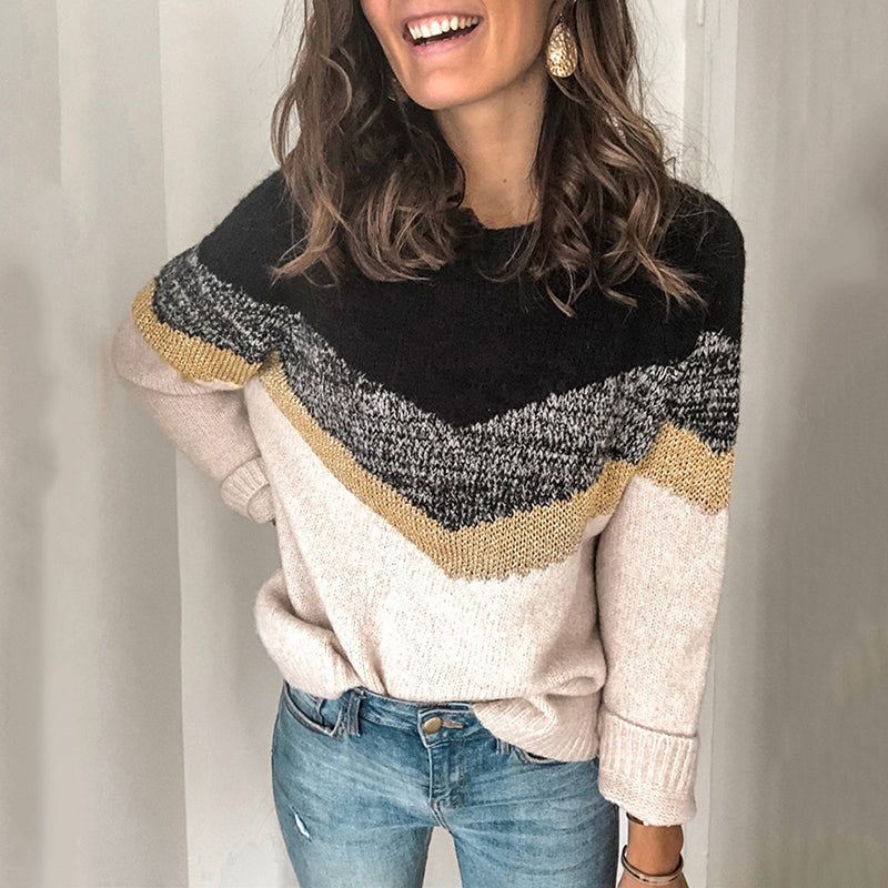 Contrast Panel Pullover Crewneck Raglan Sleeve Sweater elevenforest