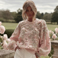 Comstylish Women's Vintage Flower Embroidery Art Pullover Sweater