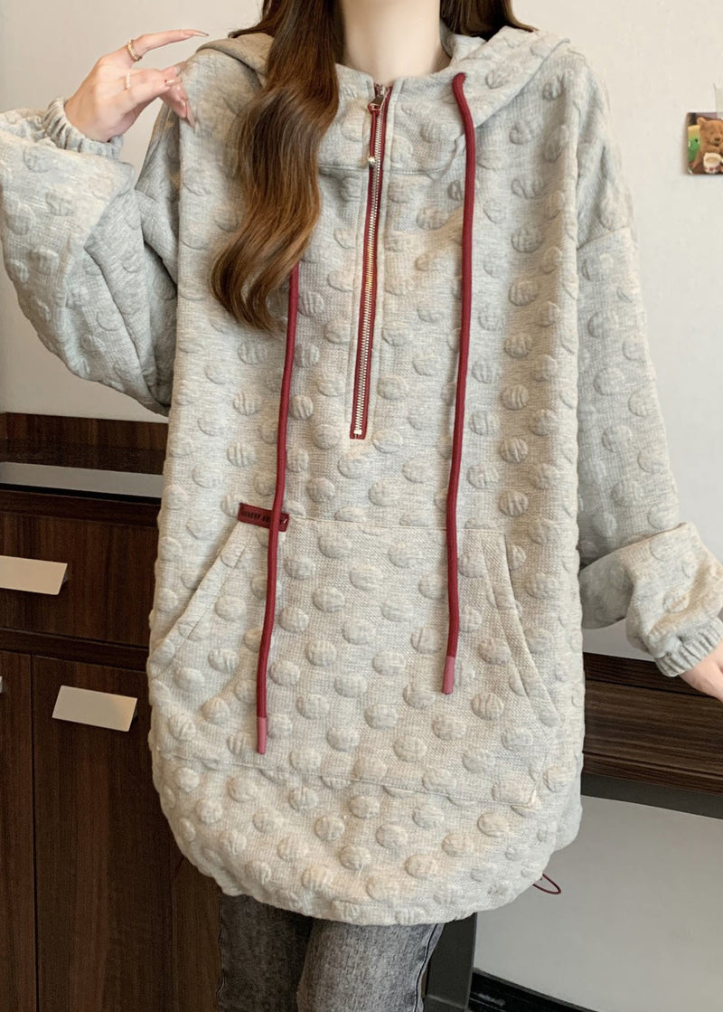 Stylish Grey Oversized Drawstring Cotton Hoodies Sweatshirts Fall